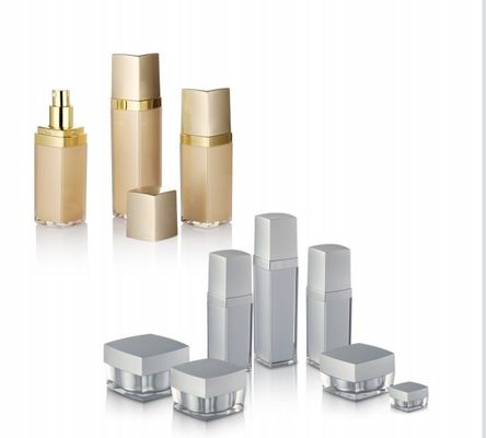 Un buon prezzo. Forma quadrata doppia parete Crema per il viso Lozione Cosmetica Imballaggio Bottiglia con tappo nero in linea